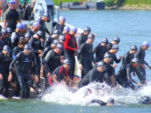 Wohnung in Binz zum Ironman 70.3 im September 2014, Hier: Startende Schwimmer